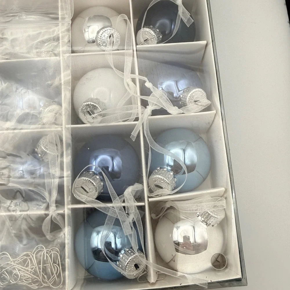 IKEA Vinter 2021 Blue White Silver Glass Christmas Ornaments Set of 20